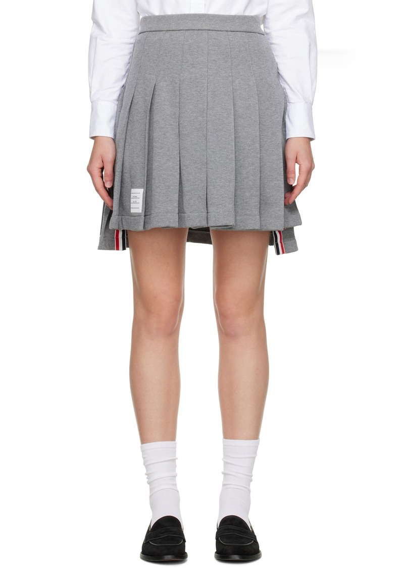 Thom Browne Gray Pleated Miniskirt