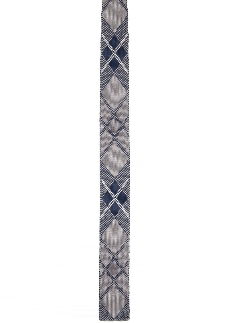 Thom Browne Gray Tartan Neck Tie