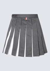 THOM BROWNE GREY AND WHITE COTTON-WOOL BLEND SKIRT