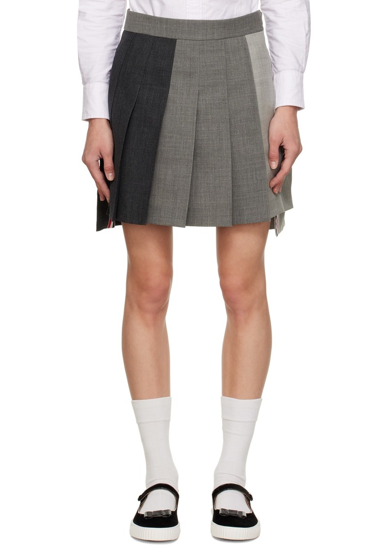 Thom Browne Grey Pleated Miniskirt