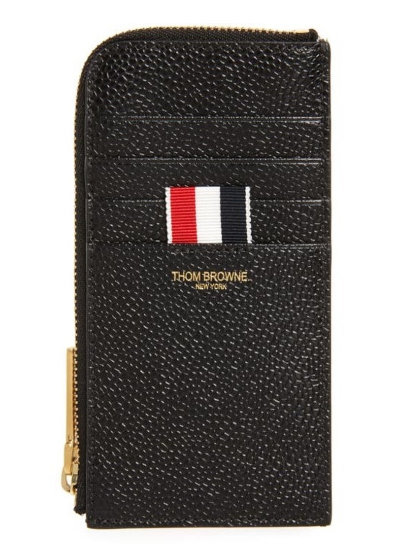 Thom Browne Half Zip Around Pebbled Leather Wallet