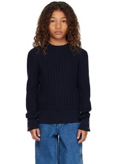 Thom Browne Kids Navy Buttoned Hem Sweater