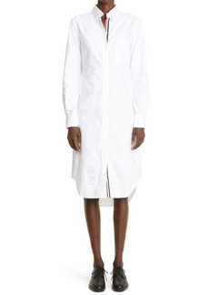 Thom Browne Long Sleeve Oxford Button-Down Shirtdress in White at Nordstrom