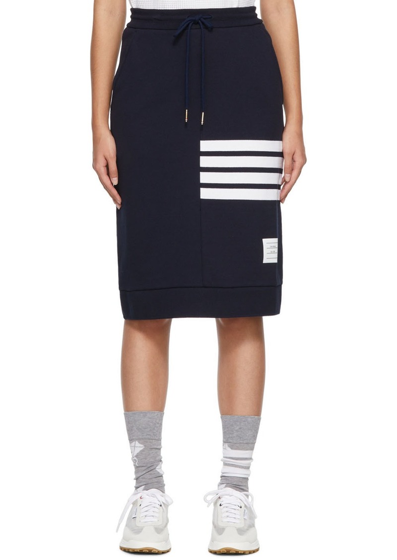 Thom Browne Navy 4-Bar Midi Skirt