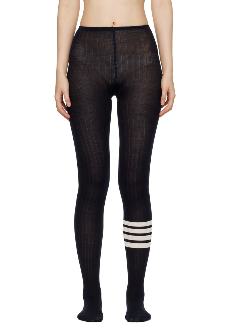 Thom Browne Navy 4-Bar Stripe Tights