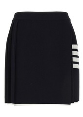 THOM BROWNE NAVY BLUE AND WHITE VISCOSE BLEND SKIRT