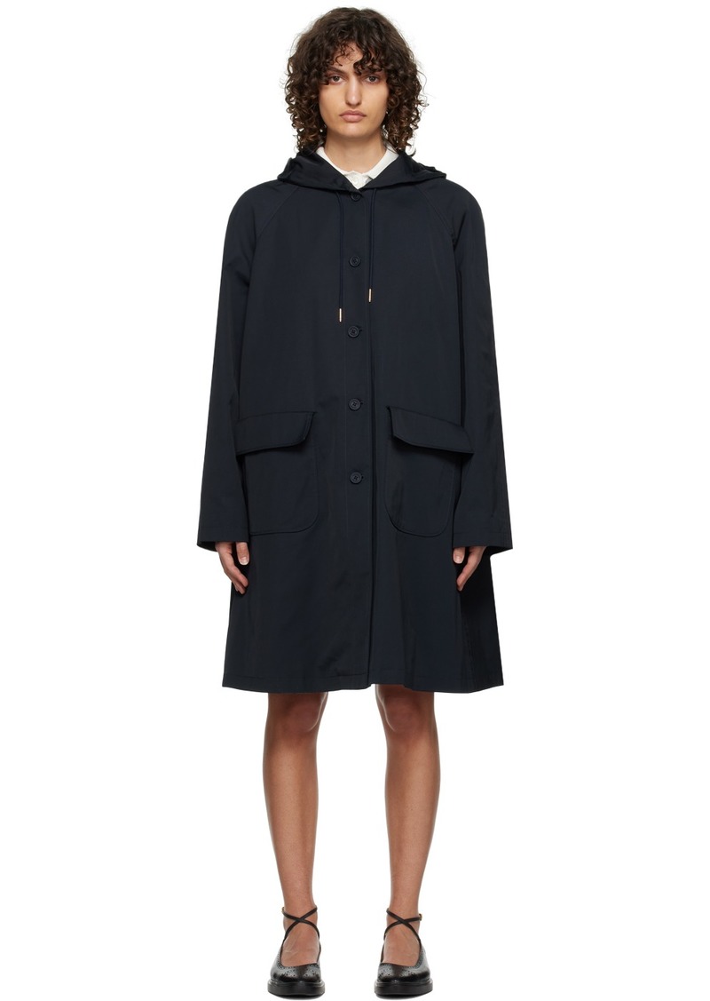 Thom Browne Navy Hooded Coat