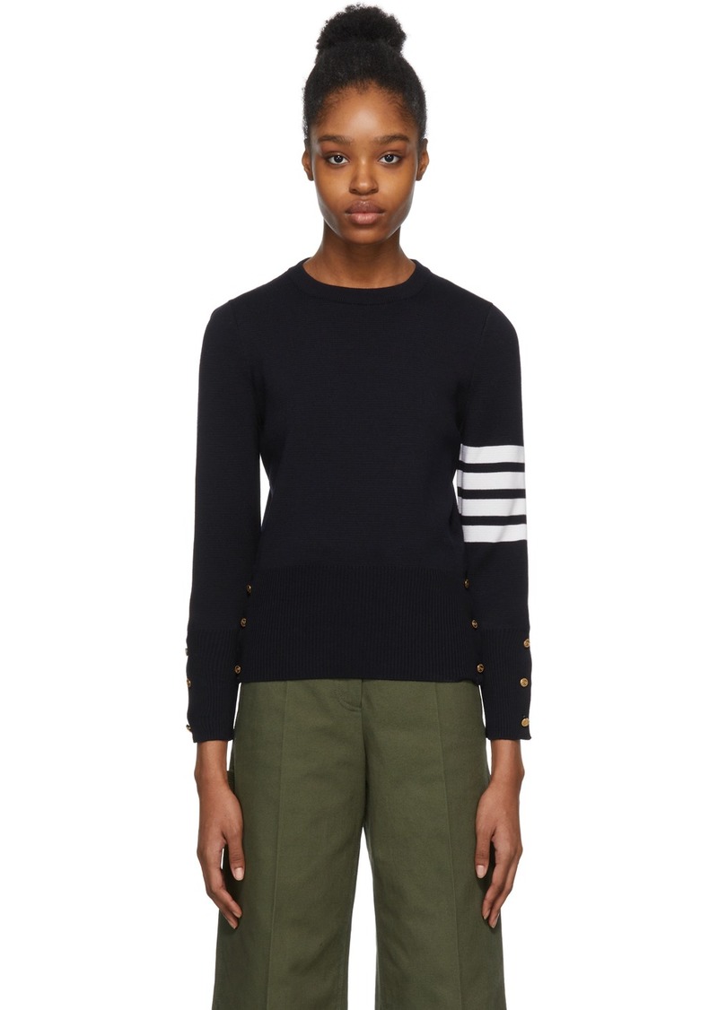 Thom Browne Navy Milano Classic Crewneck Pullover