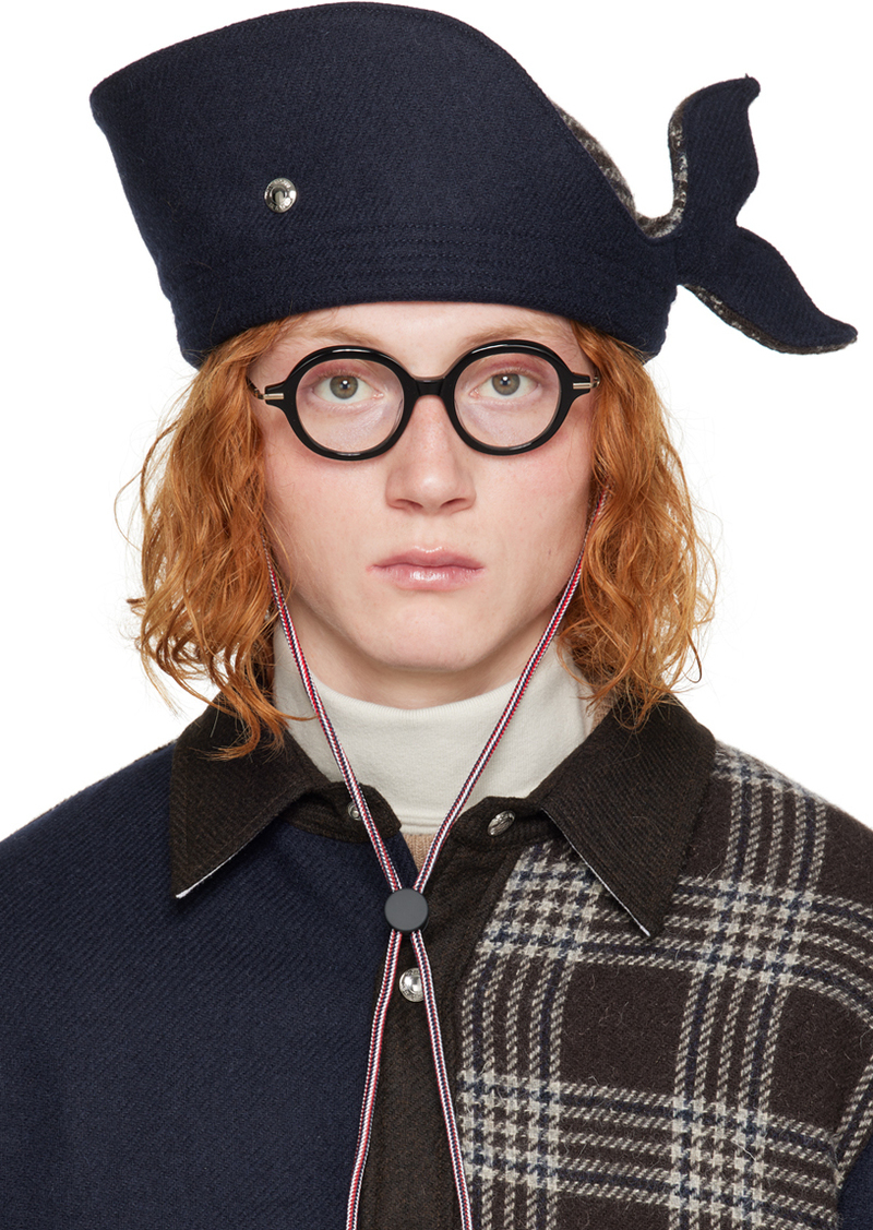 Thom Browne Navy Turn Back Whale Hat