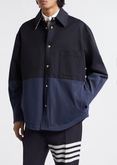 Thom Browne Oversize Colorblock Cotton Shirt Jacket