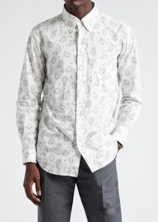 Thom Browne Paisley Straight Fit Cotton Button-Down Shirt