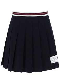 Thom browne pleated mini skirt in testurized cotton knit