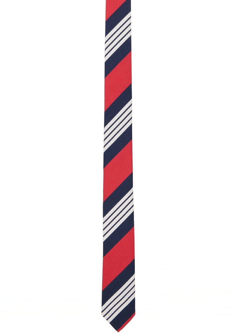 Thom Browne Red & Navy 4-Bar Tie
