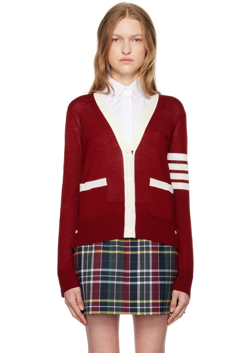 Thom Browne Red 4-Bar Relaxed-Fit Cardigan