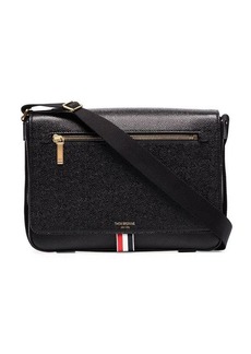 THOM BROWNE REPORTER BAG WITH WEBBING STRAP IN PEBBLE GRAIN LEATHER BAGS