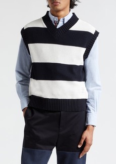 Thom Browne Rugby Stripe Oversize Sweater Vest