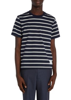 Thom Browne Stripe Cotton Jersey Pocket T-Shirt