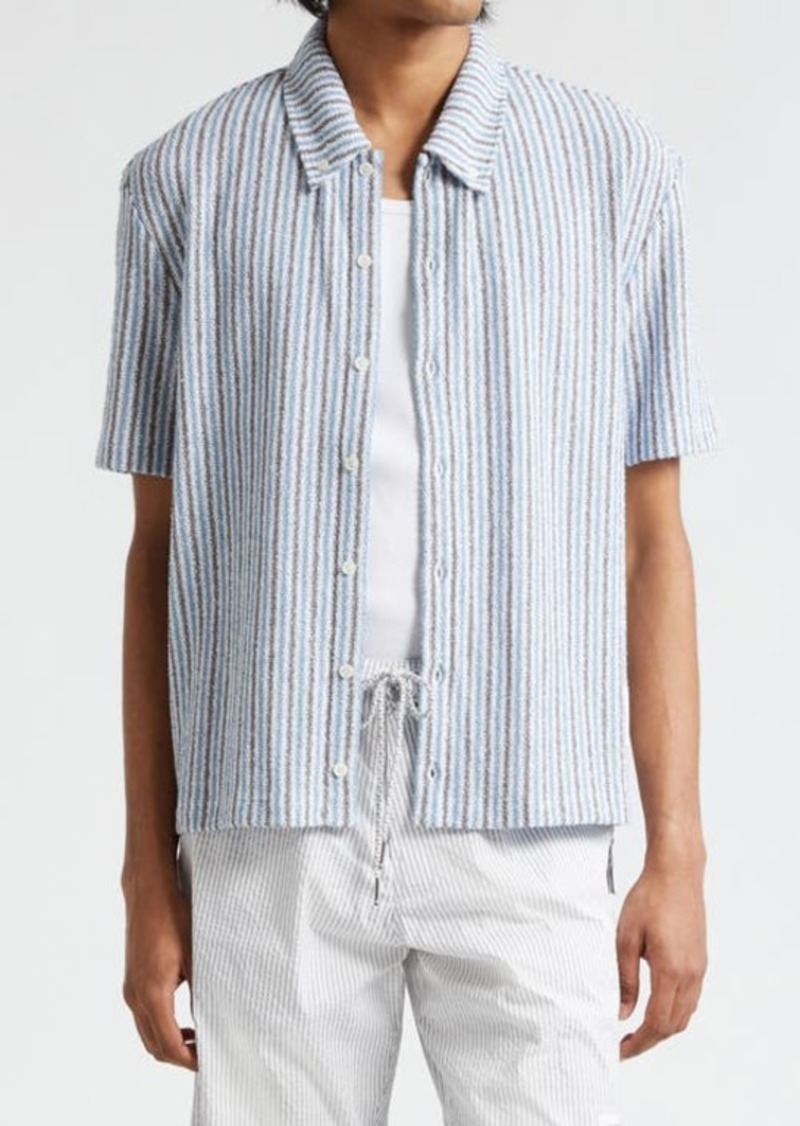Thom Browne Stripe Short Sleeve Button-Down Shirt
