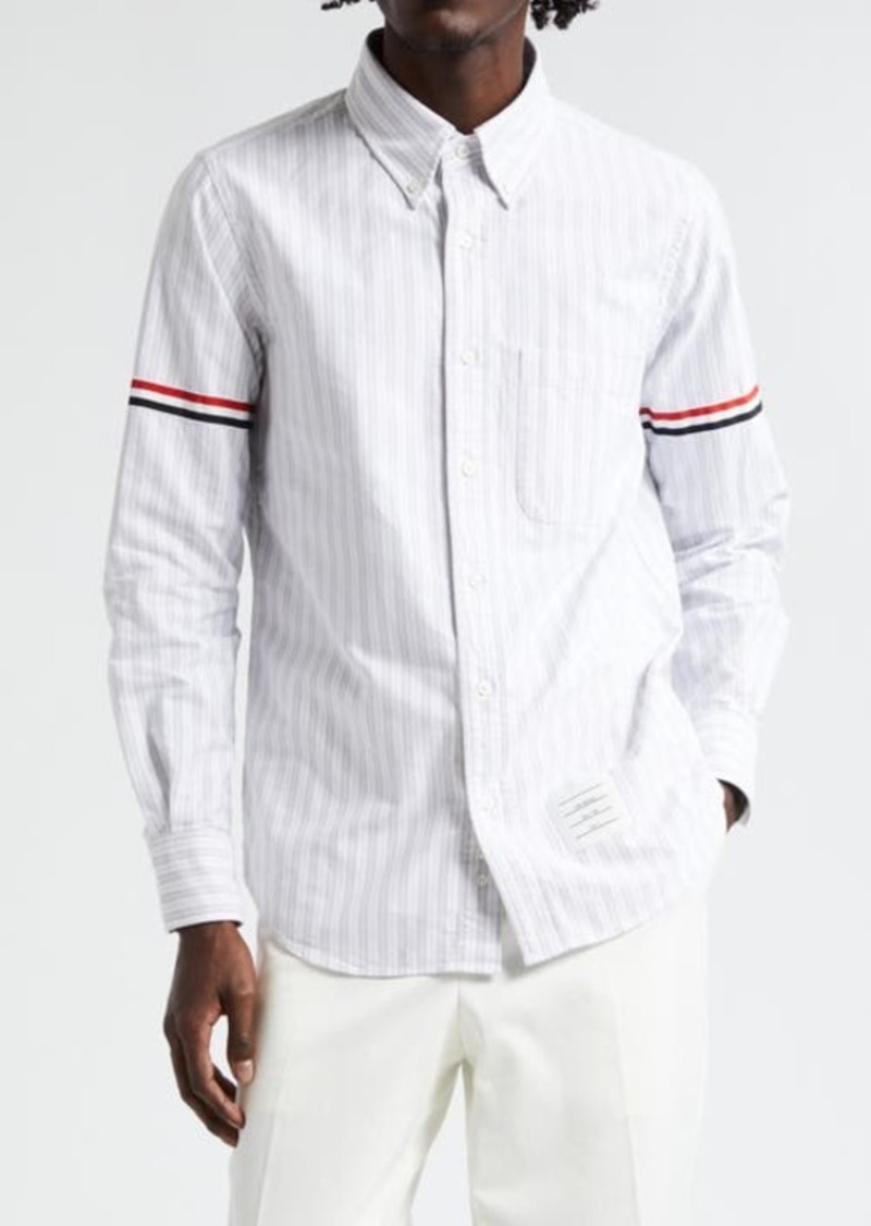 Thom Browne Stripe Straight Fit Button-Down Shirt