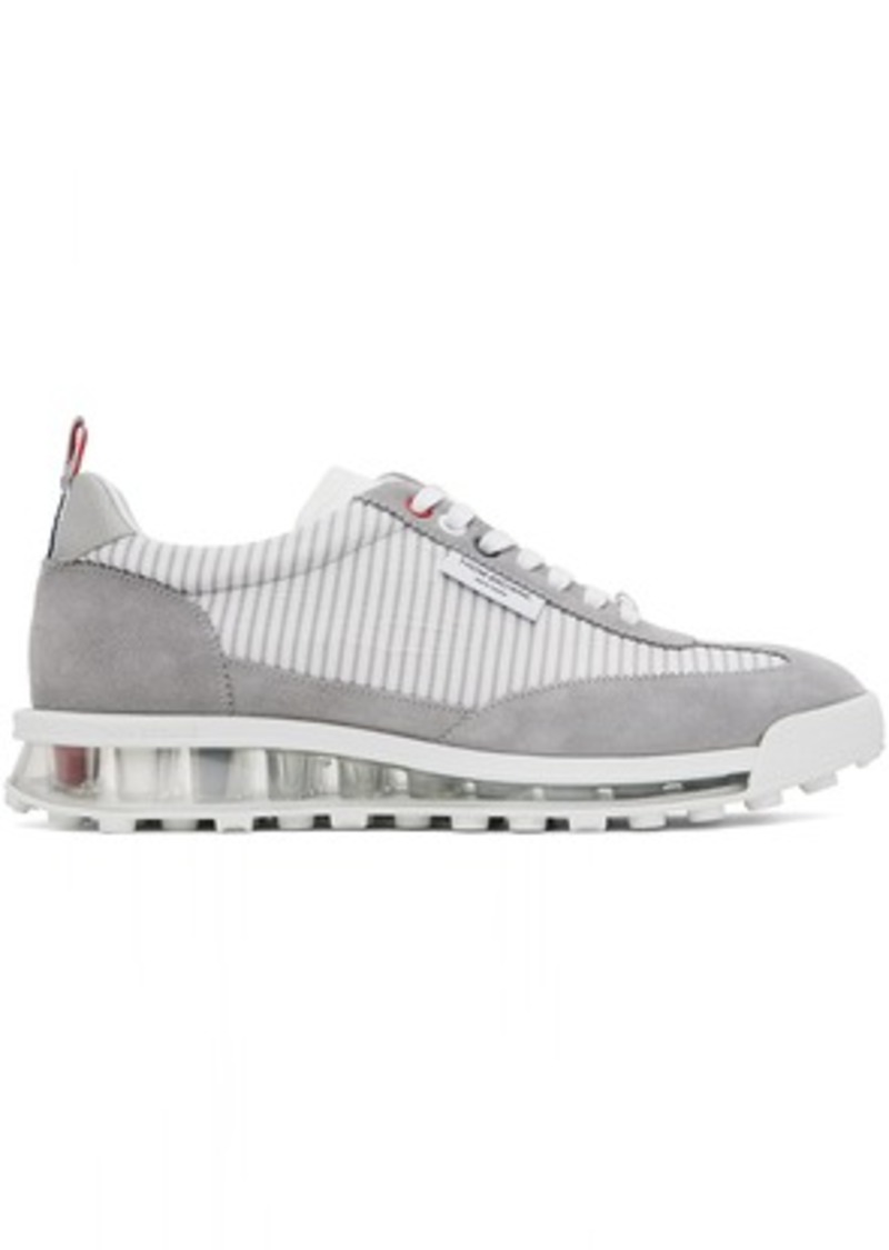 Thom Browne White & Gray Tech Runner Sneakers