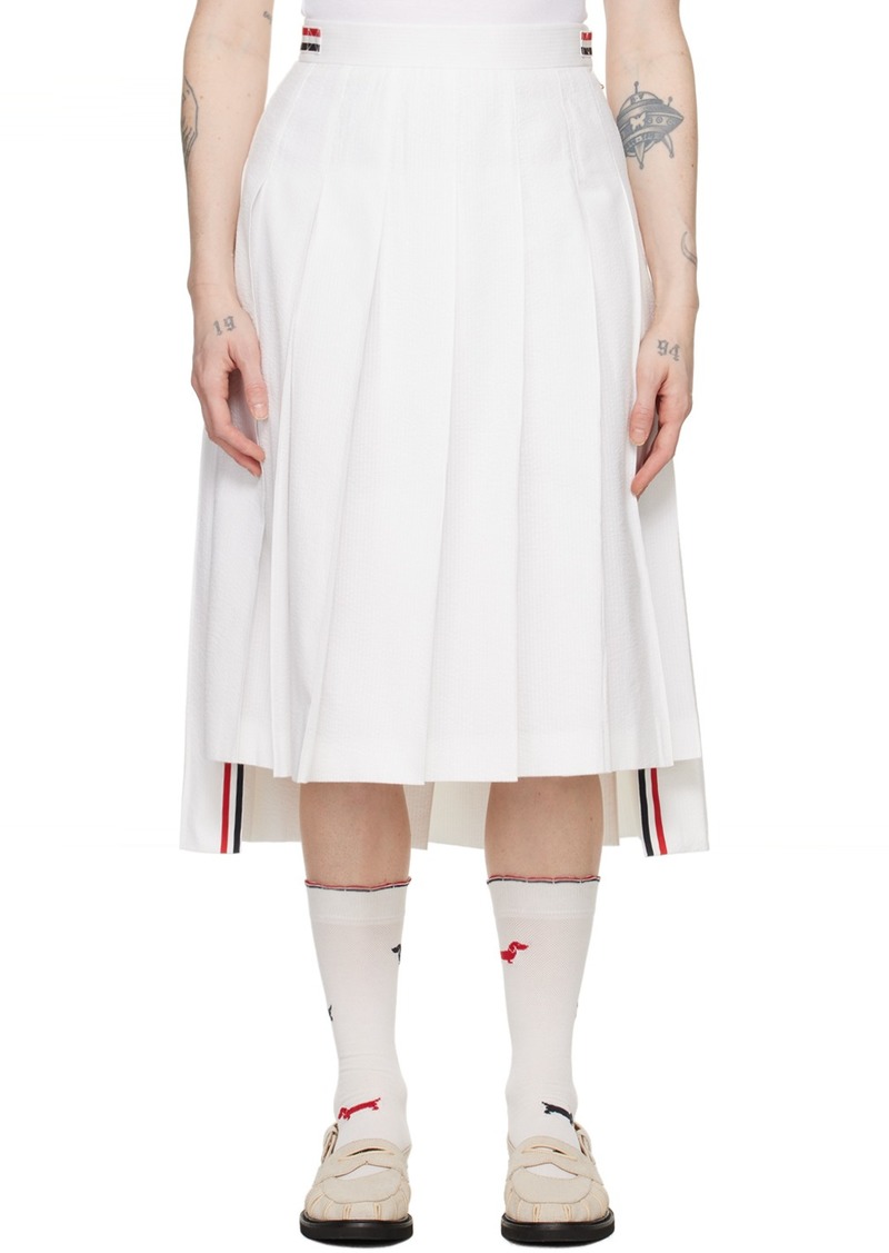 Thom Browne White Pleated Midi Skirt