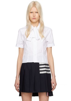 Thom Browne White Tucked Blouse