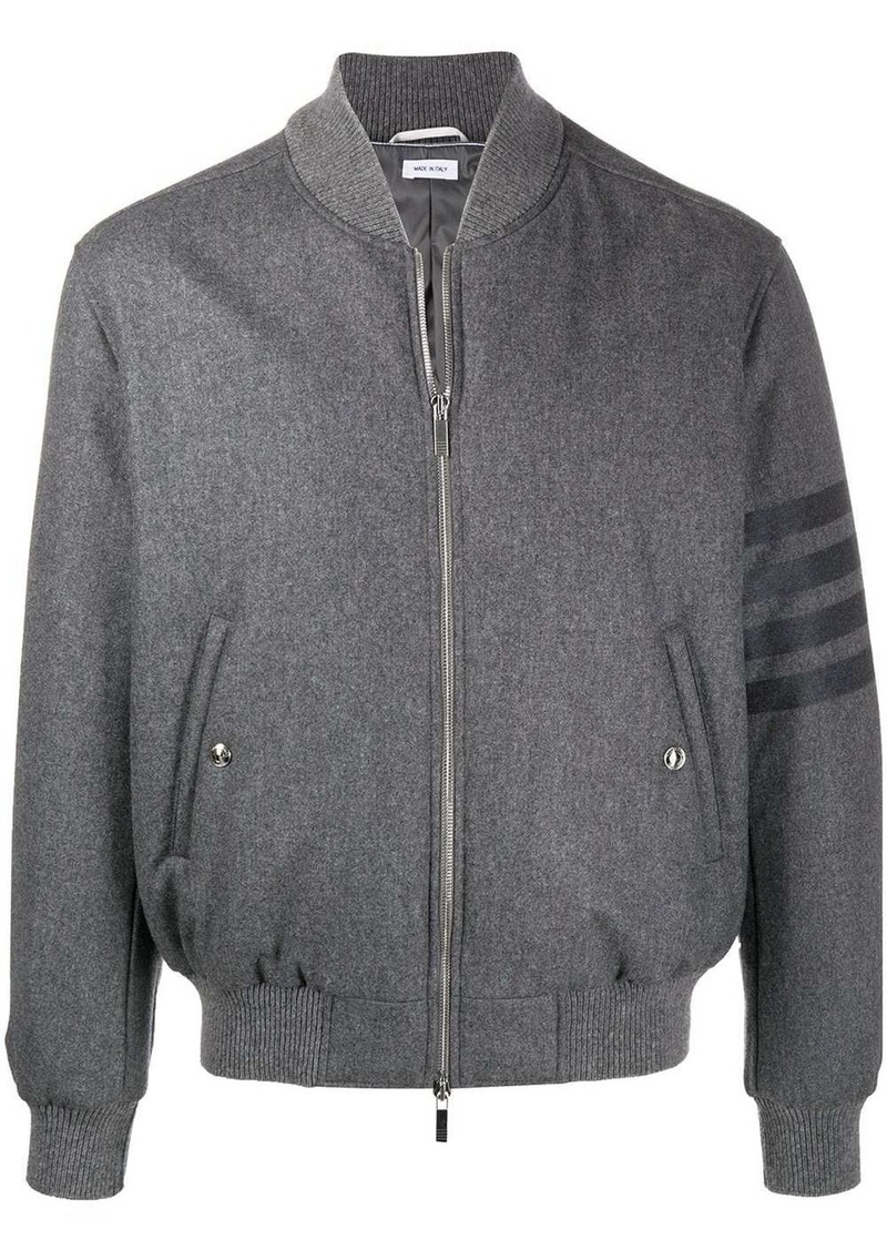 Thom Browne tonal 4-Bar flannel bomber jacket