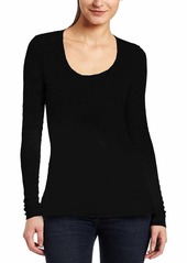 Three Dots Jessica U-Neck Long Sleeve Shirt In Black