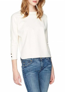 Three Dots Ponte Loose Short Top In White