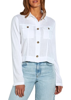Three Dots Crop Utility Shirt Jacket in White at Nordstrom Rack