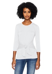 Three Dots Women's LD4581 Refined Jersey 3/4 SLV tie Front top