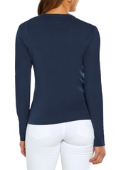 Three Dots Women's Long-Sleeve Crewneck T-Shirt - Navy