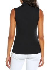 Three Dots Women's Ribbed Mock-Neck Tank Top - Black Beau