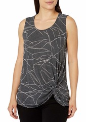 Three Dots Women's Squiggle Burnout Twist Long Loose Tank  Extra Large
