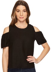 Three Dots Women's Woven Linen Cold Shoulder mid Shirt