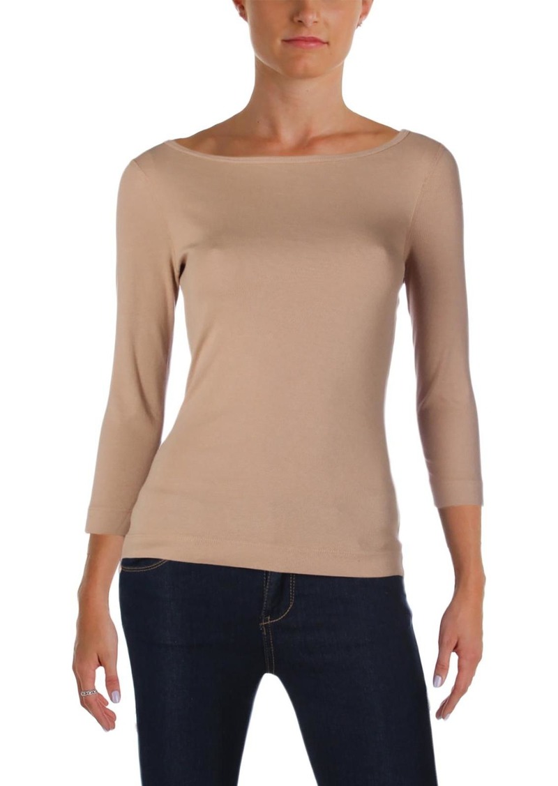 Three Dots Womens Elbow Sleeves Boatneck Pullover Top