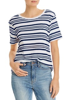 Three Dots Womens Striped Creweck Top
