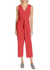 Tibi Belted Silk Jumpsuit in Cherry Red at Nordstrom
