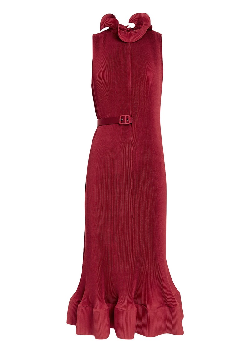 tibi red pleated dress