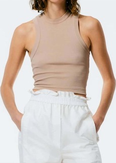 Tibi Ribbed Cropped Tank In Sand