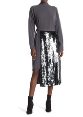 Tibi Sequin Panel Wrap Skirt Cutout Dress