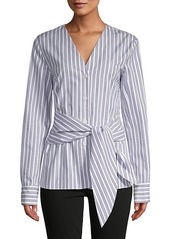 Tibi Striped Belted Cotton Top