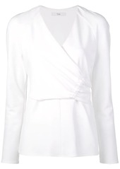 Tibi Structured Crepe Shirred Wrap Top