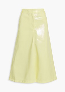 Tibi - Faux patent-leather midi skirt - Yellow - US 0