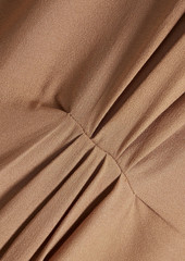 Tibi - Gathered crepe de chine midi dress - Brown - US 8