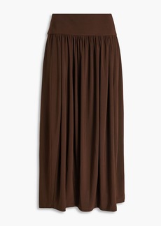 Tibi - Gathered jersey midi skirt - Brown - US 0