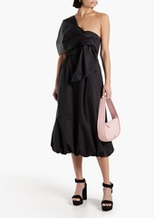 Tibi - One-shoulder draped cotton-poplin midi dress - Black - US 0