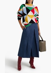 Tibi - Pleated skirt-effect cotton and linen-blend sateen culottes - Blue - US 6
