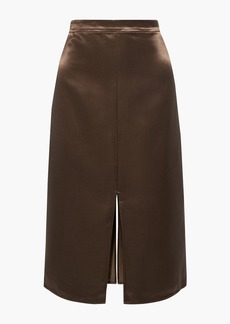 Tibi - Satin-twill pencil skirt - Brown - US 8