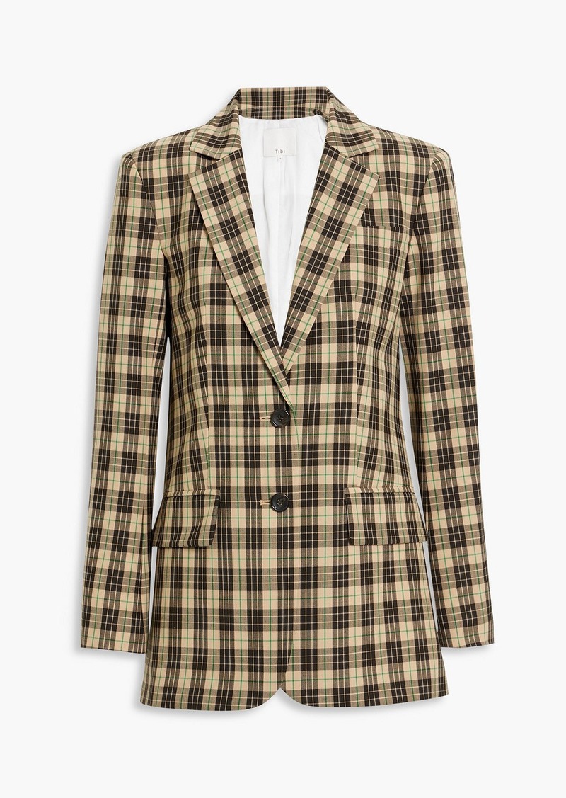 Tibi - Tristan checked twill blazer - Neutral - US 4